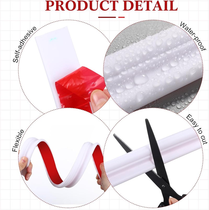 Innconee 32.8ft x 1.25 Inch Flexible Peel and Stick Molding Trim for Wall, Baseboard, Backsplash, Tile Edge, Chair Rail, Mirror-self Adhesive Moulding Trim for Bathroom Wall Door Floor Window, White - Image 3